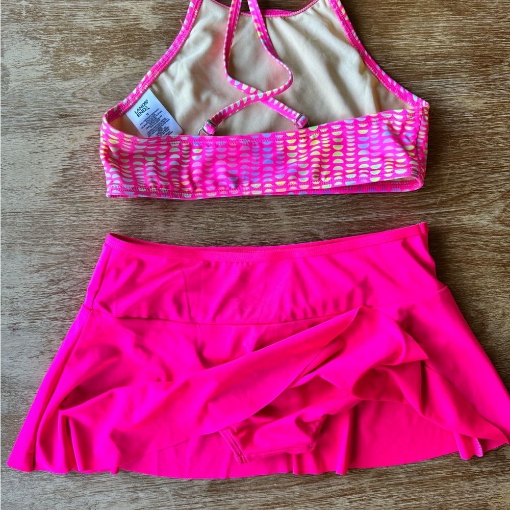NWOT LANDS’ END Girls’ Pink Size 12 Bikini Skirt Swim Sets - Picture 3 of 7